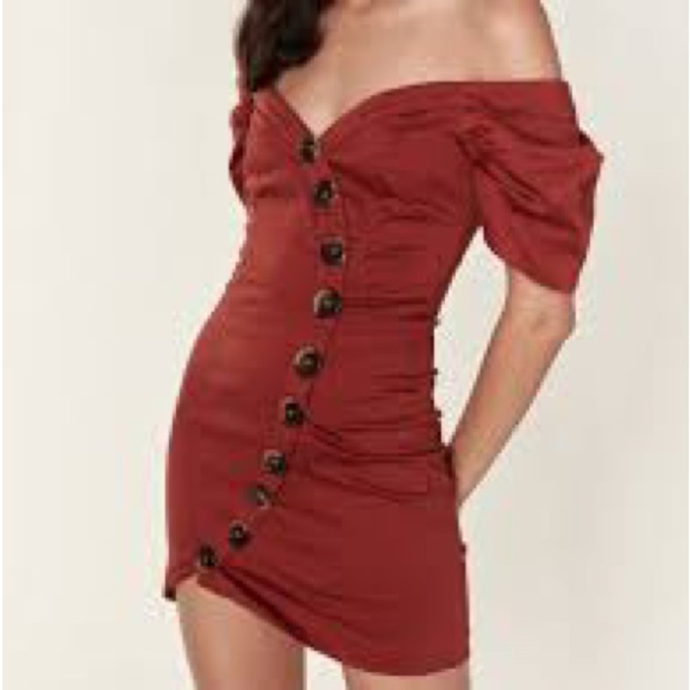 Finders Keepers Kansas Off the Shoulder Button Front Dress Small
